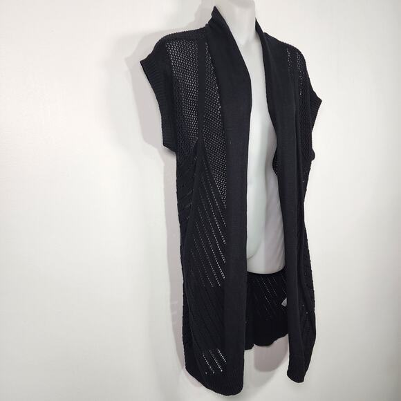 T Tahari Womens Cardigan Open Front Medium Long Vest Sleeveless Knit Minimalist - Picture 5 of 10